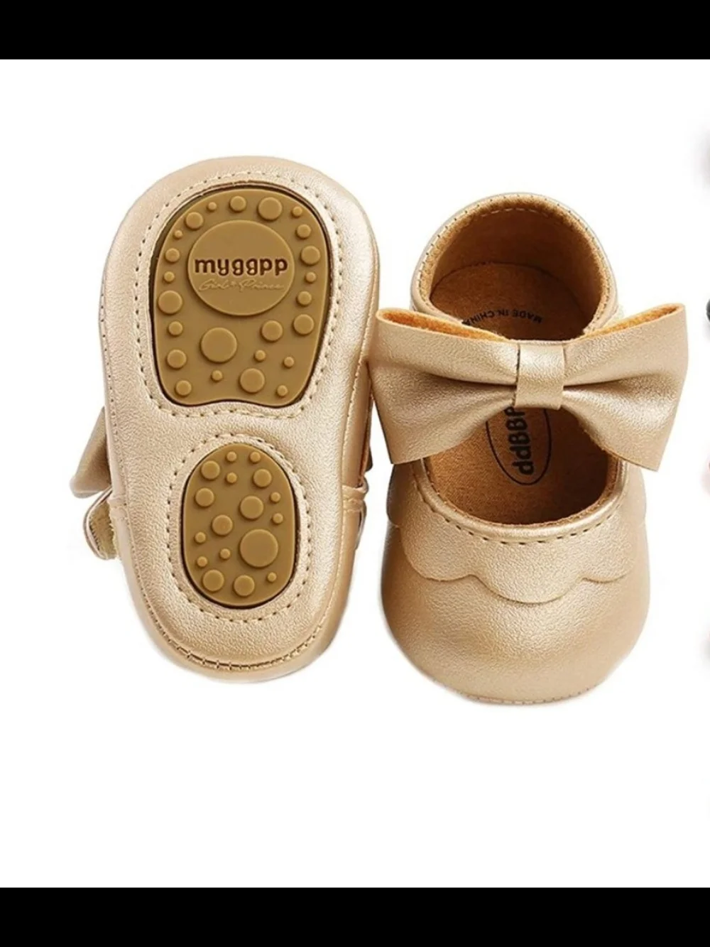 MYGGPP girl*prince Gold Bow Baby Girl Shoes sz 12